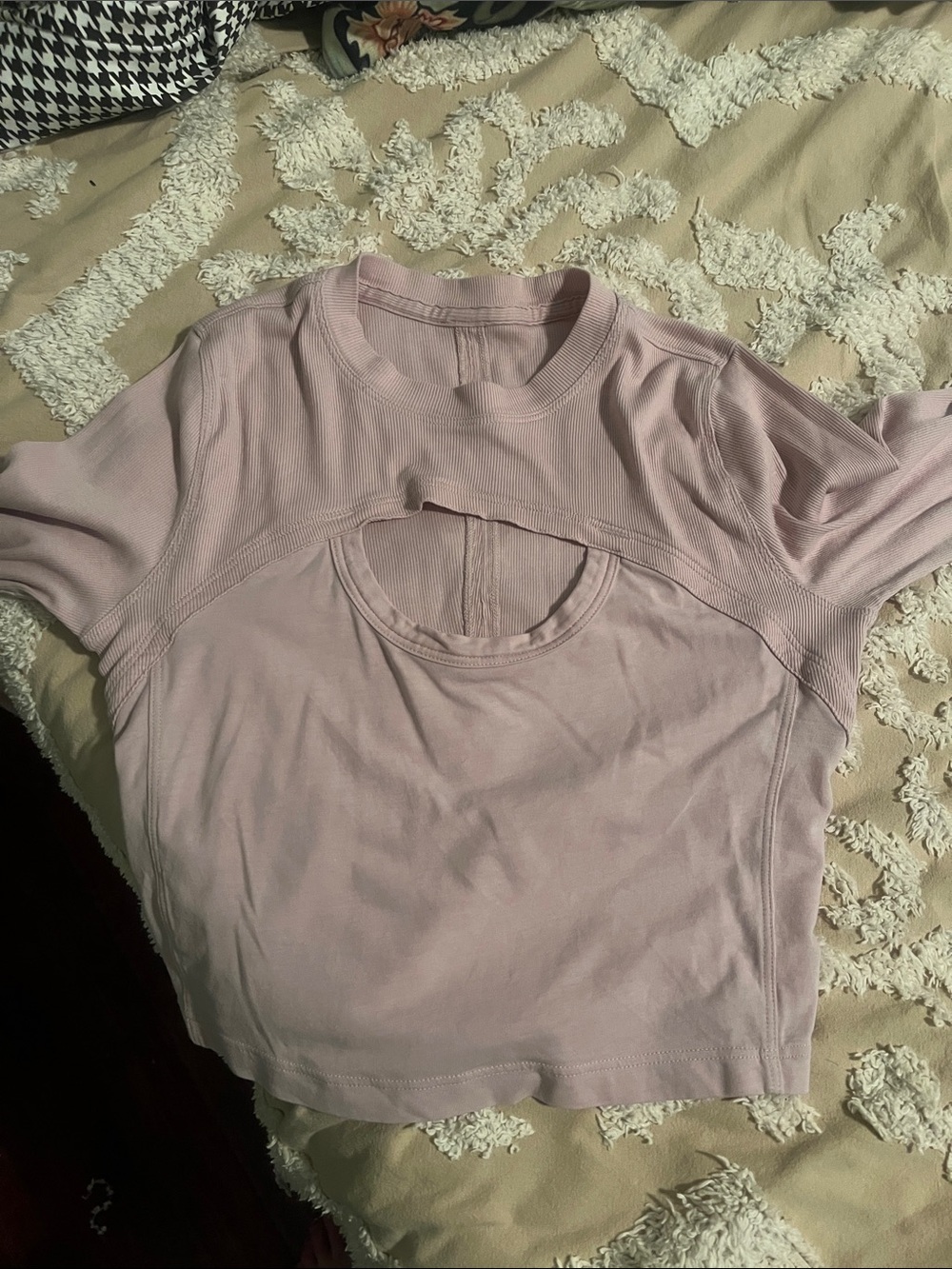 lululemon athletica Light Pink Layered Keyhole Long Sleeve Crop Top